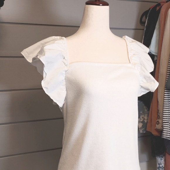 a new day Ribbed Flutter Sleeve Top - Picture 6 of 9